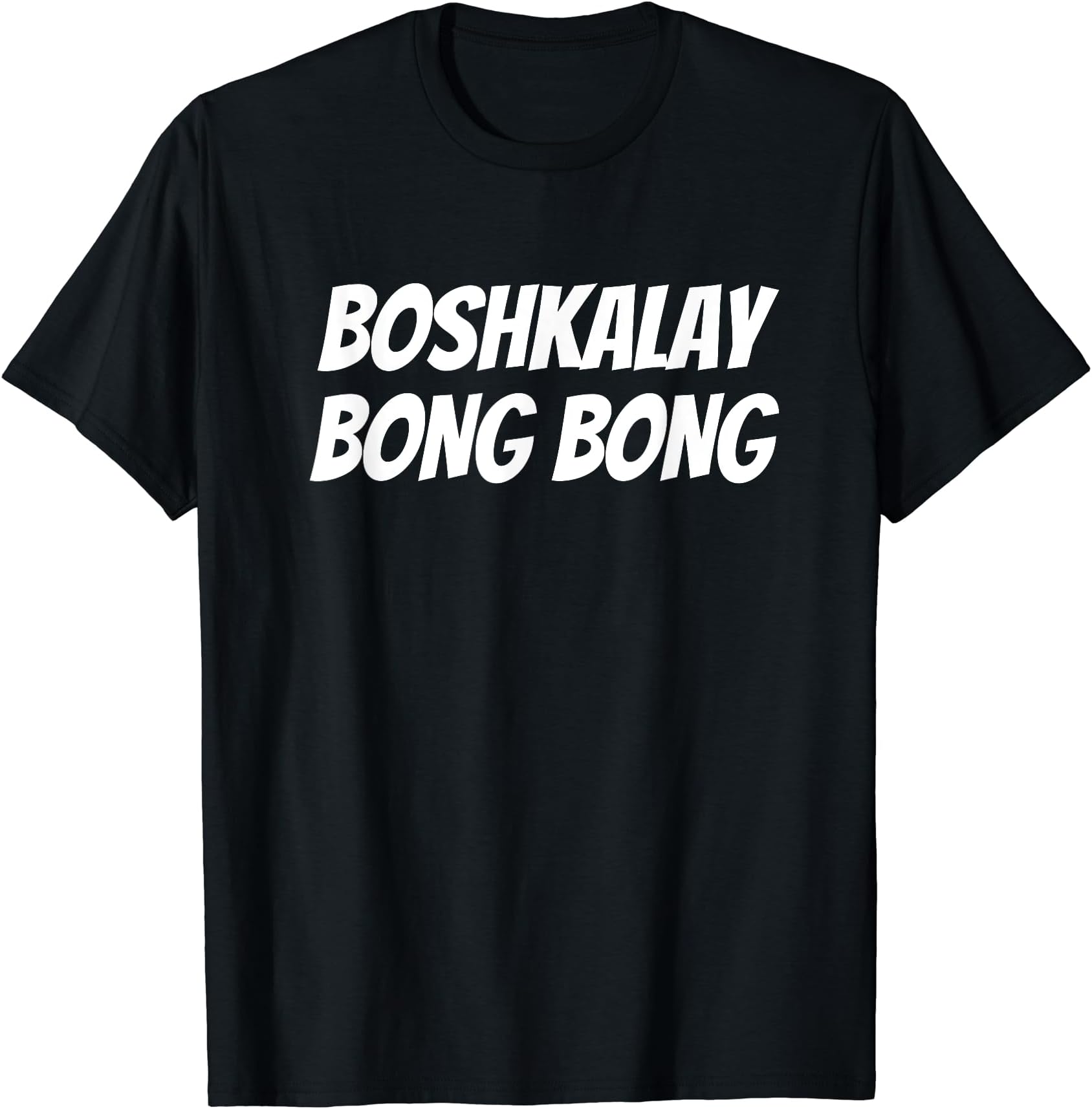 Boshkalay BongBong Men's Black Cotton 100% Short Sleeve Funny Print Casual T-Shirt