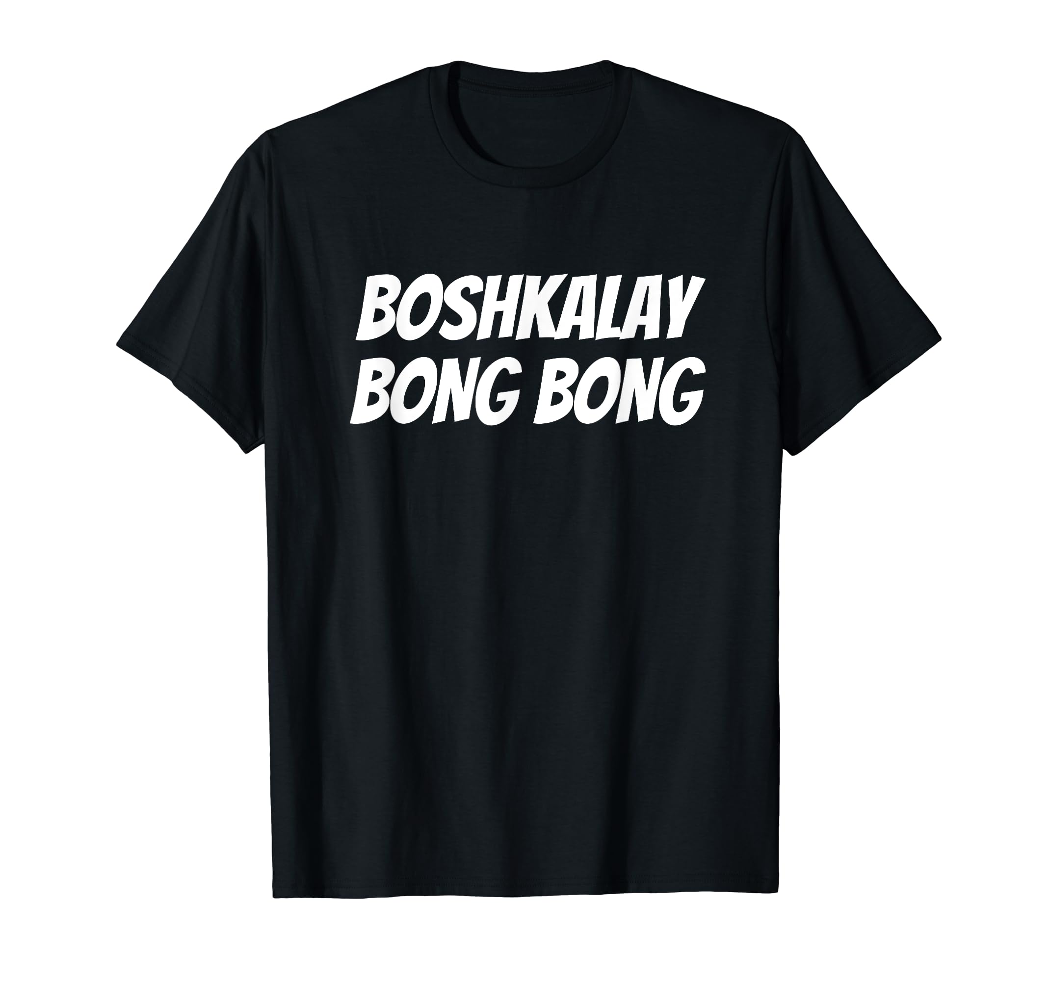 Boshkalay BongBong Men's Black Cotton 100% Short Sleeve Funny Print Casual T-Shirt