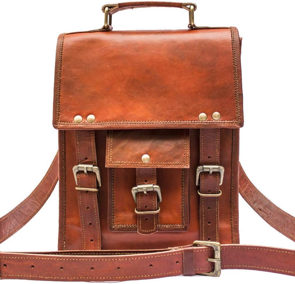 Pascado 11 inch genuine leather crossbody messenger shoulder satchel ipad tablet bag small men womens