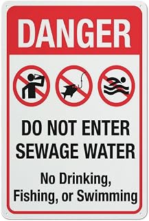 Danger Do Not Enter Sewage Sign 8"x12" Outdoor Aluminum UV Ink Printed, For House And Business, Sewage Entry Ban Marker