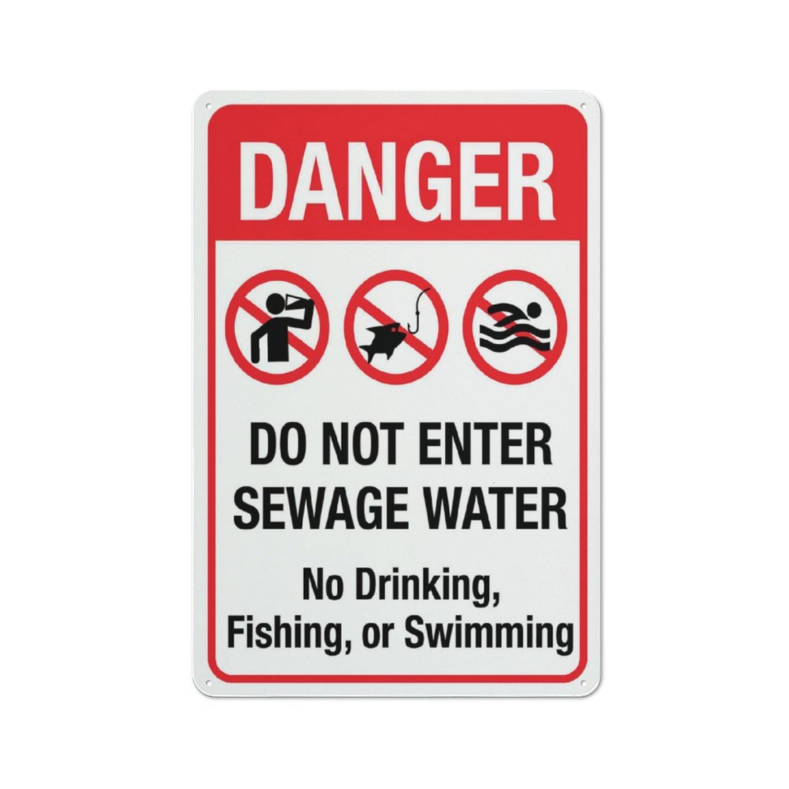 Danger Do Not Enter Sewage Sign Outdoor Signs Aluminum 12X8 Inch Uv Ink Printed For House And Business