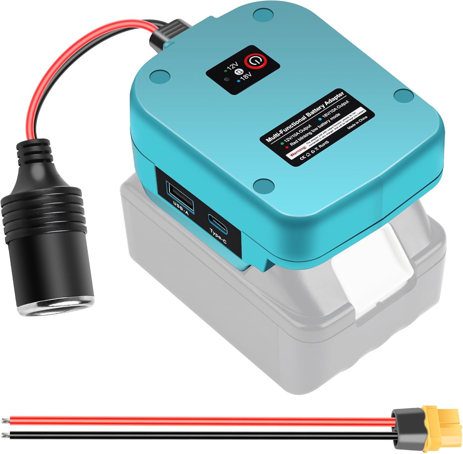 18V to 12V Step-Down Converter for Makita 18V LXT for Power Wheel Battery Adapter, DC 12V 10A 120W Buck Converter Regulator with USB & Type C Ports