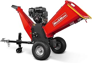 6 inch ZONSEN 459cc 15hp Electric Start Gas Powered Wood Chipper Shredder Mulcher with Towbar, 6" Max Chipping Diameter Capacity,with Emergency Stop Button&Stop Bar,Model P4206 Red