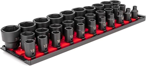 TEKTON Juego de llaves de impacto de 6 puntos con rieles, 31 piezas (0.315-1.496 in)  SID92104