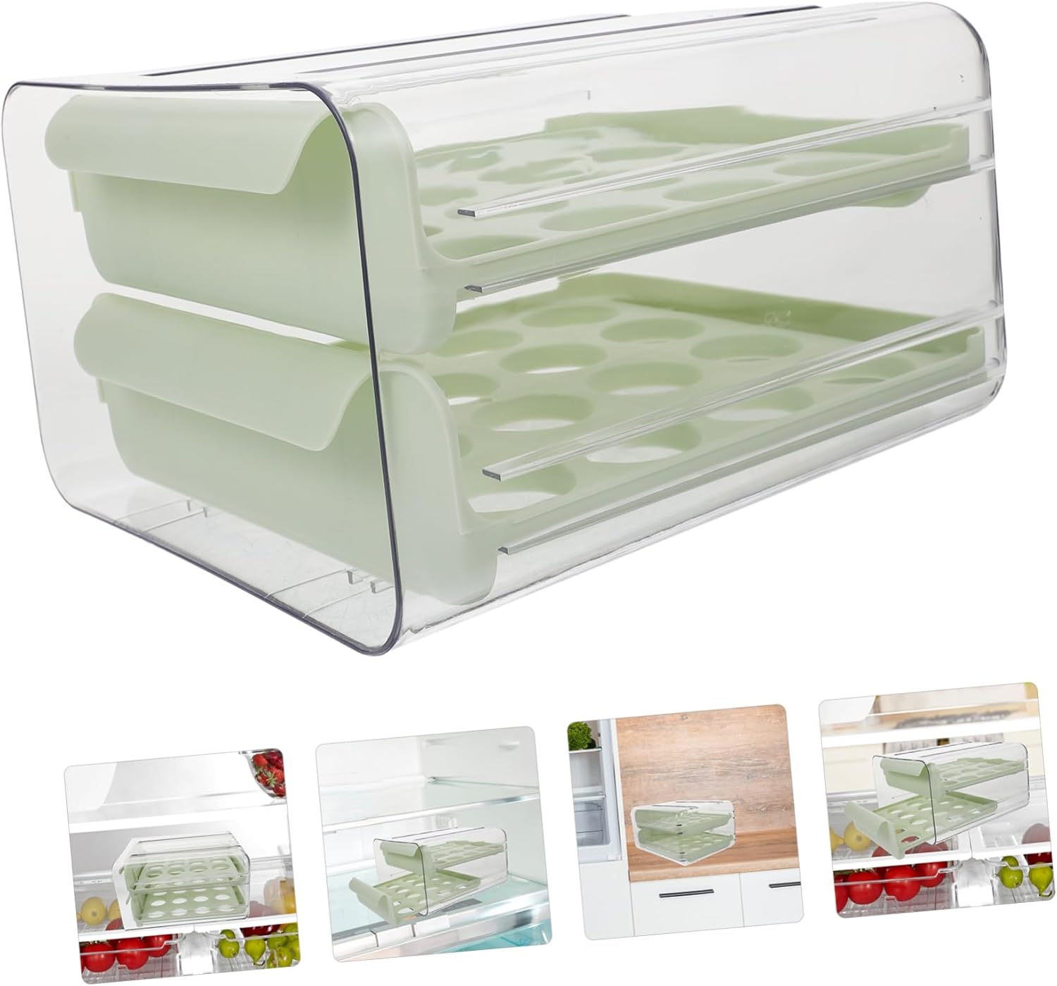 Egg Holder for Refrigerator Multi-layer Egg Organizer Plastic Egg Storage Container Drawer Egg Holder Fridge Eggs Dispenser
