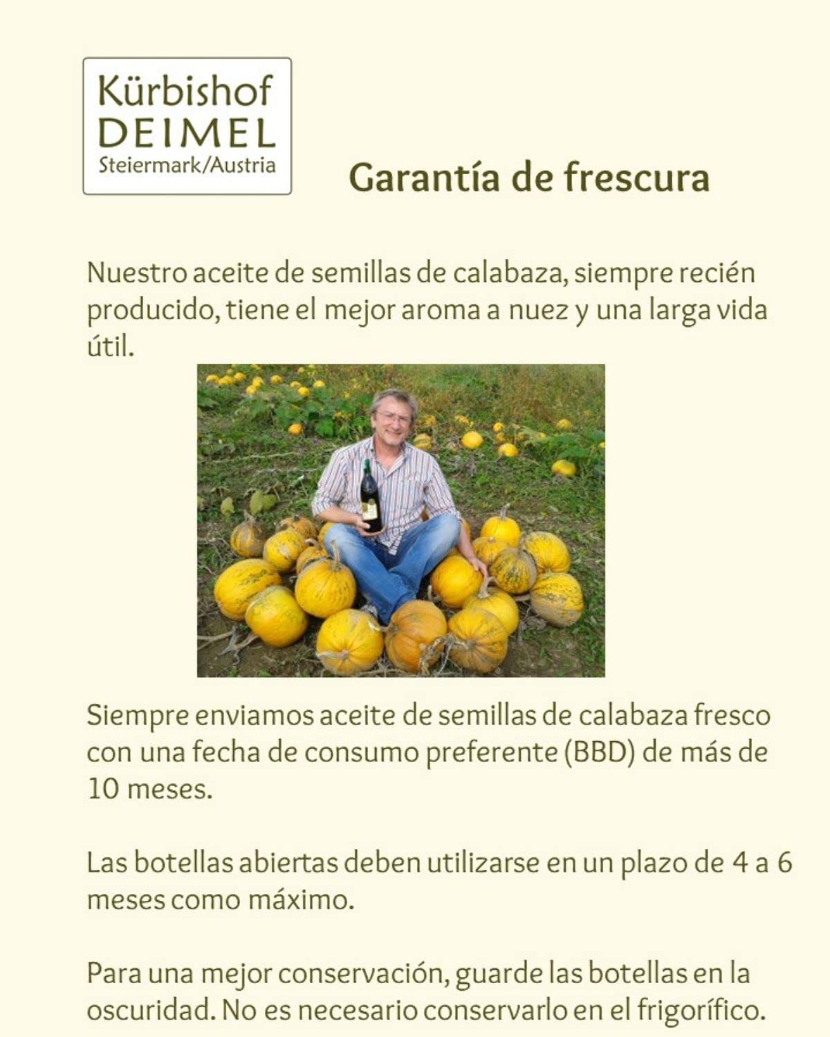 Kürbishof DEIMEL Steiermark/Austria - 4 x 500 ml Aceite de semillas de calabaza ecológico - Original de Austria - Directo del productor