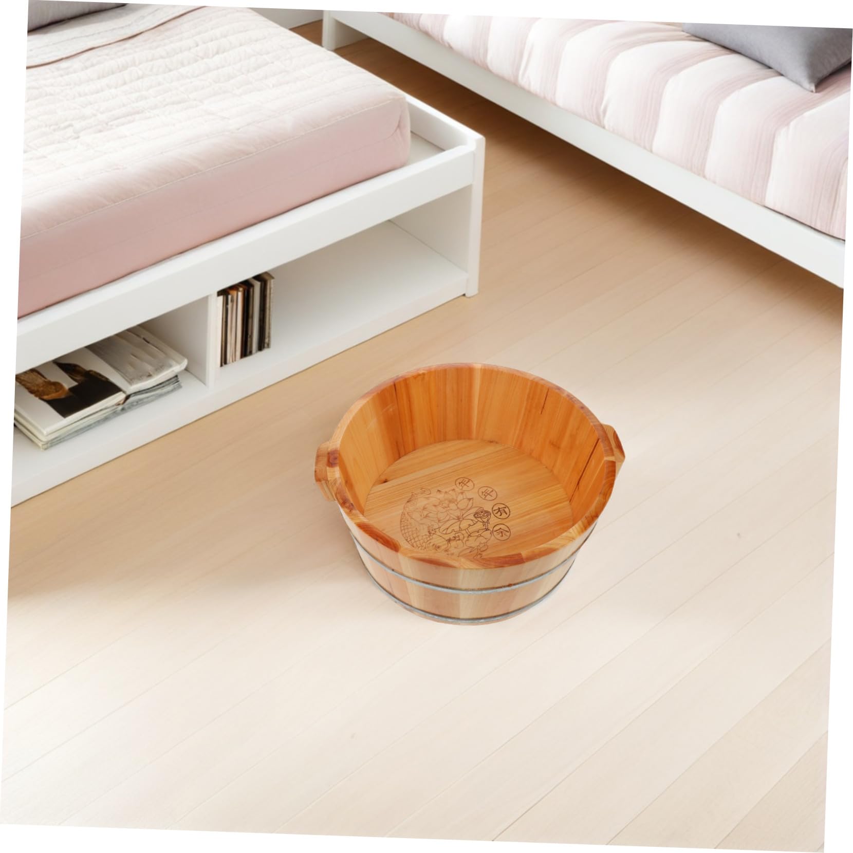 Vasca per Pediluvio Secchio per Bagno ai Piedi Design Profondo in Legno Marrone per Copertura Completa e Conservazione per Uso Domestico