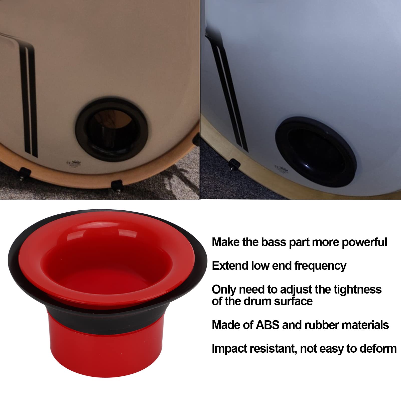 Potenziatore per Grancassa, Potenziatore per Batteria con Protezione, Amplificatore per Grancassa in Gomma ABS, Accessori per Potenziamento Kit Batteria(Rosso)
