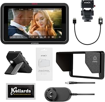 Atomos Ninja TX GO 5-inch Camera Monitor-Recorder, HDMI CFexpress Wi-Fi HDR Touchscreen ProRes RAW Bundle with Atomos Creator Accessory Kit for 5" Monitors, Anti-Static Screen Cleaning Wipes 5-Pack
