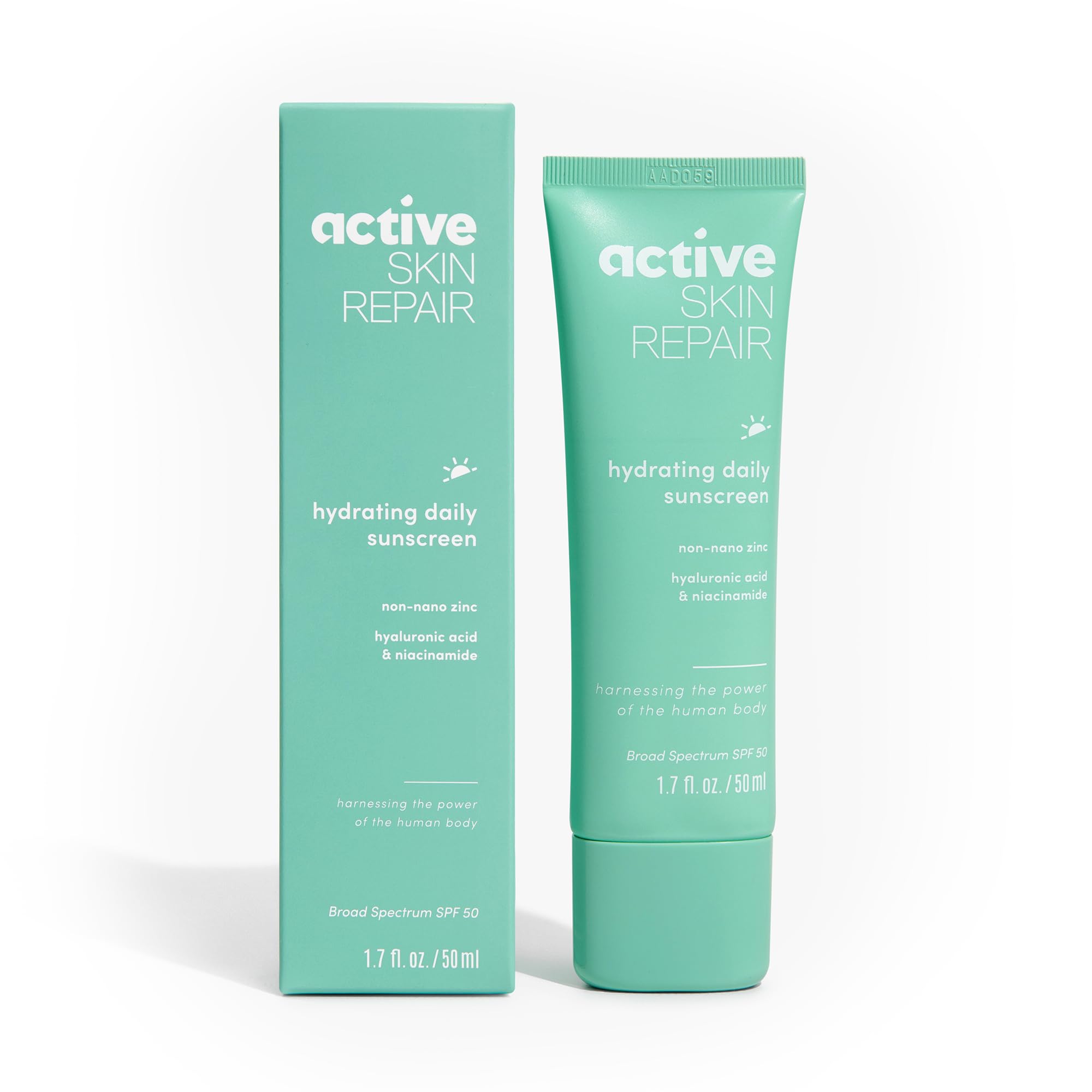 Active Skin Repair SPF 50 EWG-Certified Hydrating Daily Sunscreen and Face Moisturizer Non-Nano Zinc Non-Toxic Broad Spectrum Protection