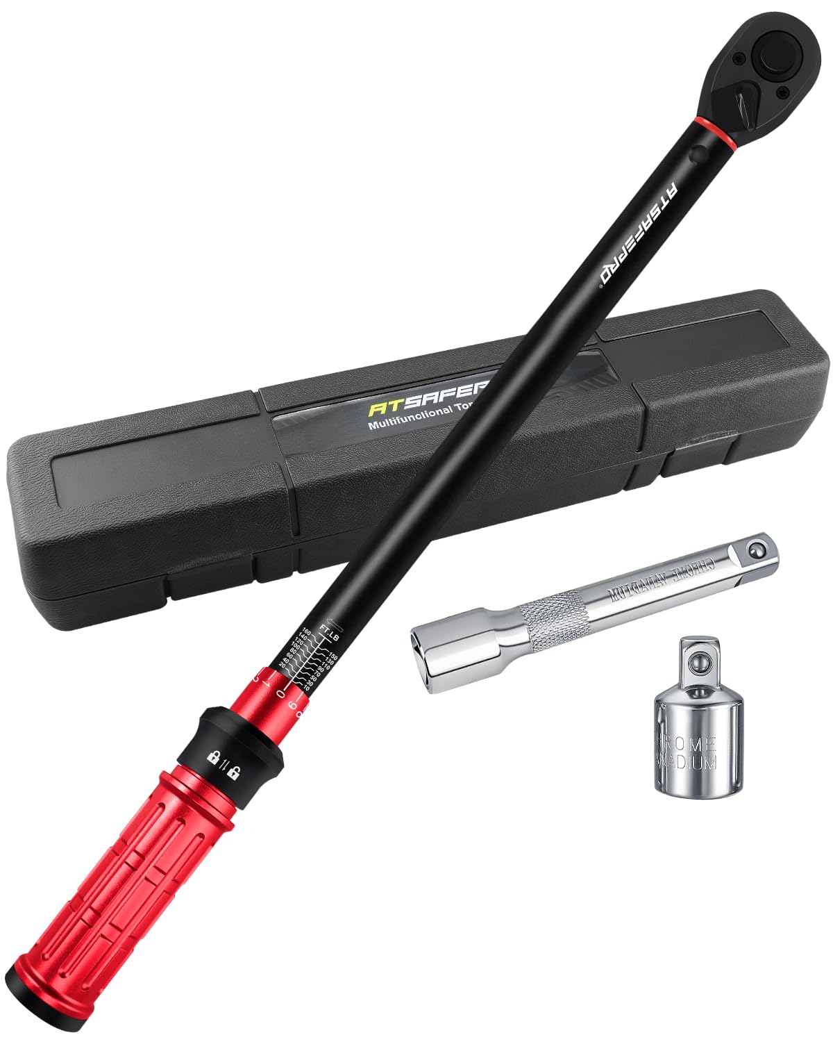 ATsafepro Torque Wrench 1/2 Drive -Dual Scales 10-160 Ft-Lb /13.60-217 Nm,1/2 Torque Wrench-High Precision ±3%,Tire Torque Wrench-72 Tooth Dual-Direction,Torque Wrench 1/2 for Bikes, Moto & Cars