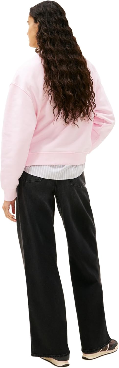 Tommy Jeans Women's Medium Weight Pullover Crewneck with Center Embroidered Flag Logo - Image 4