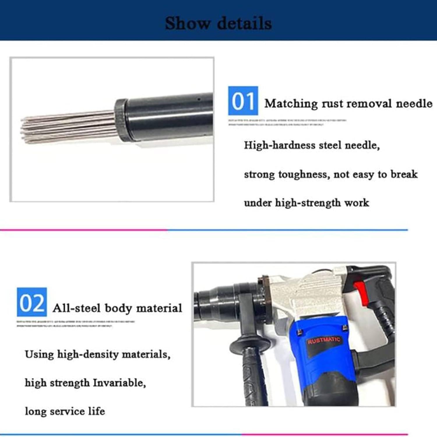 Desoxidante eléctrico con Aguja, desincrustador de Aguja portátil, máquina de Limpieza eléctrica para Eliminar óxido, escoria de Soldadura, Pintura, Tubos de Acero y Tornillos 110v