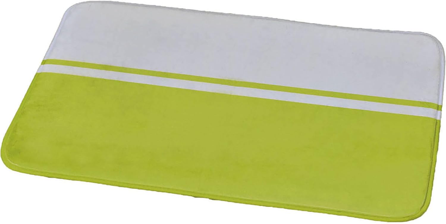 EVIDECO French Home Goods Lime Green Bath Mat, Bi-Color Microfiber Bathroom Rug - 30" L x 18" W - Soft, Absorbent, and Comfortable