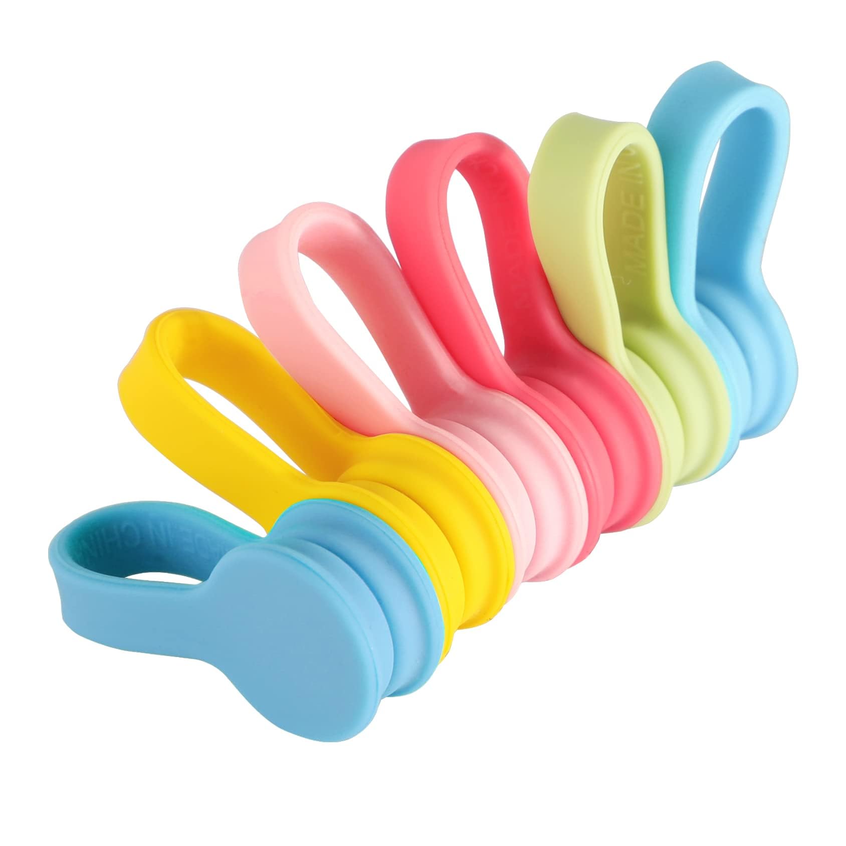 Xrkuu 6 Pieces Magnetic Cable Ties, Reusable Cable Organisers Silicone Magnetic Cable Clips Cable Straps Cord Organiser for Organizing and Bundling Wires, Cords, Charger, Earphone, Macaron Colors
