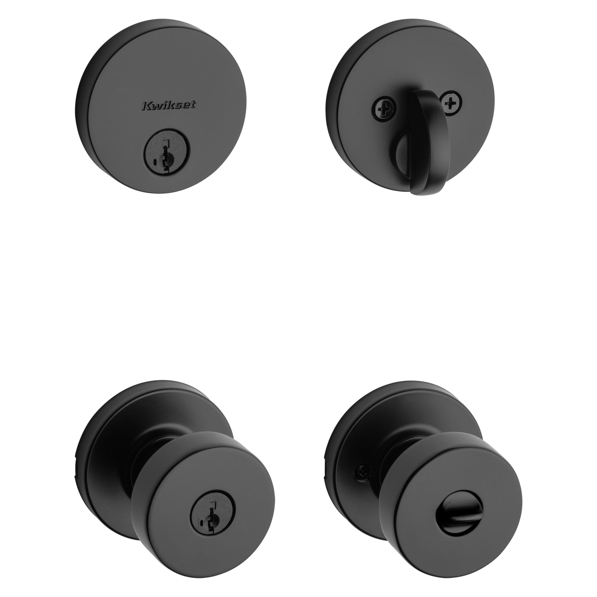 kwikset 991 pismo keyed entry knob and single cylinder deadbolt combo pack featuring smartkey in matte black