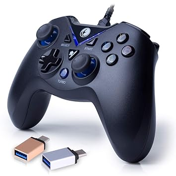IFYOO V-one Wired USB Gaming Controller Gamepad Joystick for PC Laptop Computer (Windows XP/7/8/10) & Steam & Android & PS3 - [Blue,OTG]