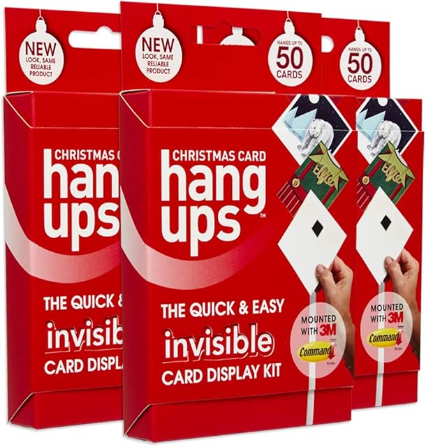 Hang Ups Christmas Card triple pack Christmas Card Display Kit with non marking 3M Command strips