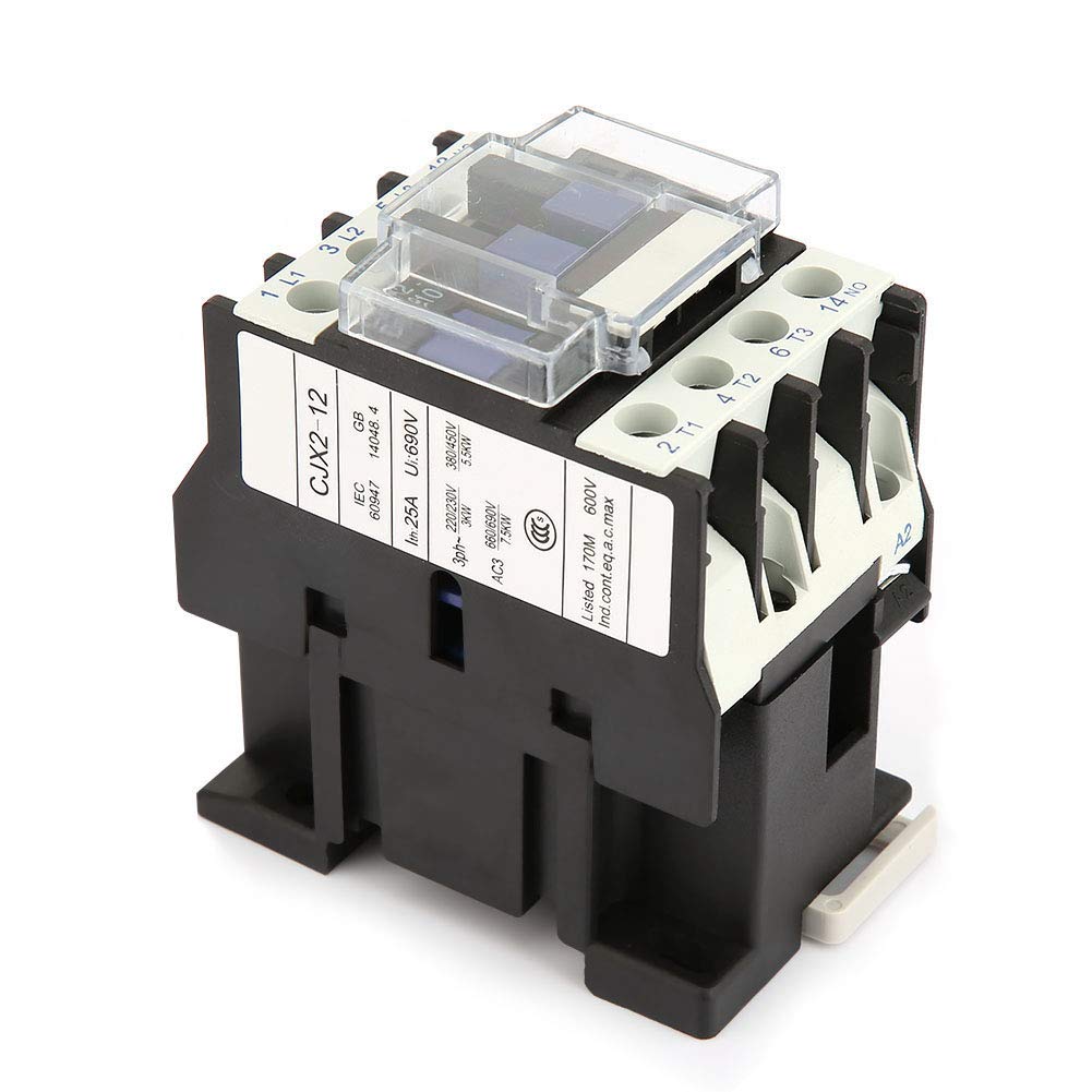 Contattore Elettrico Industriale CJX2-1210 CA per Guida Montaggio Bobina con 24V/48V/380V AC - Applicazione Distribuzione Alimentazione Elettrica, Connessione Stabile e Alta Conduttività