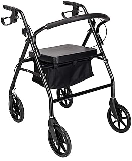 Rollator Walker with Wheels,Folding Mobility Rollator Walker with Seat,Supports up to 300 lbs (Black)