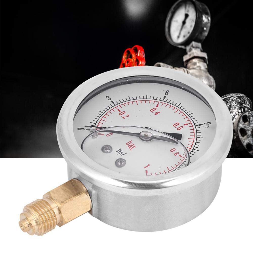 Manometro 0-15psi 1/4 BSP, manometro Radiale Riempito d'olio, Strumento di misurazione della Pressione, per l'industria Chimica dell'energia elettrica dei macchinari, ECC.