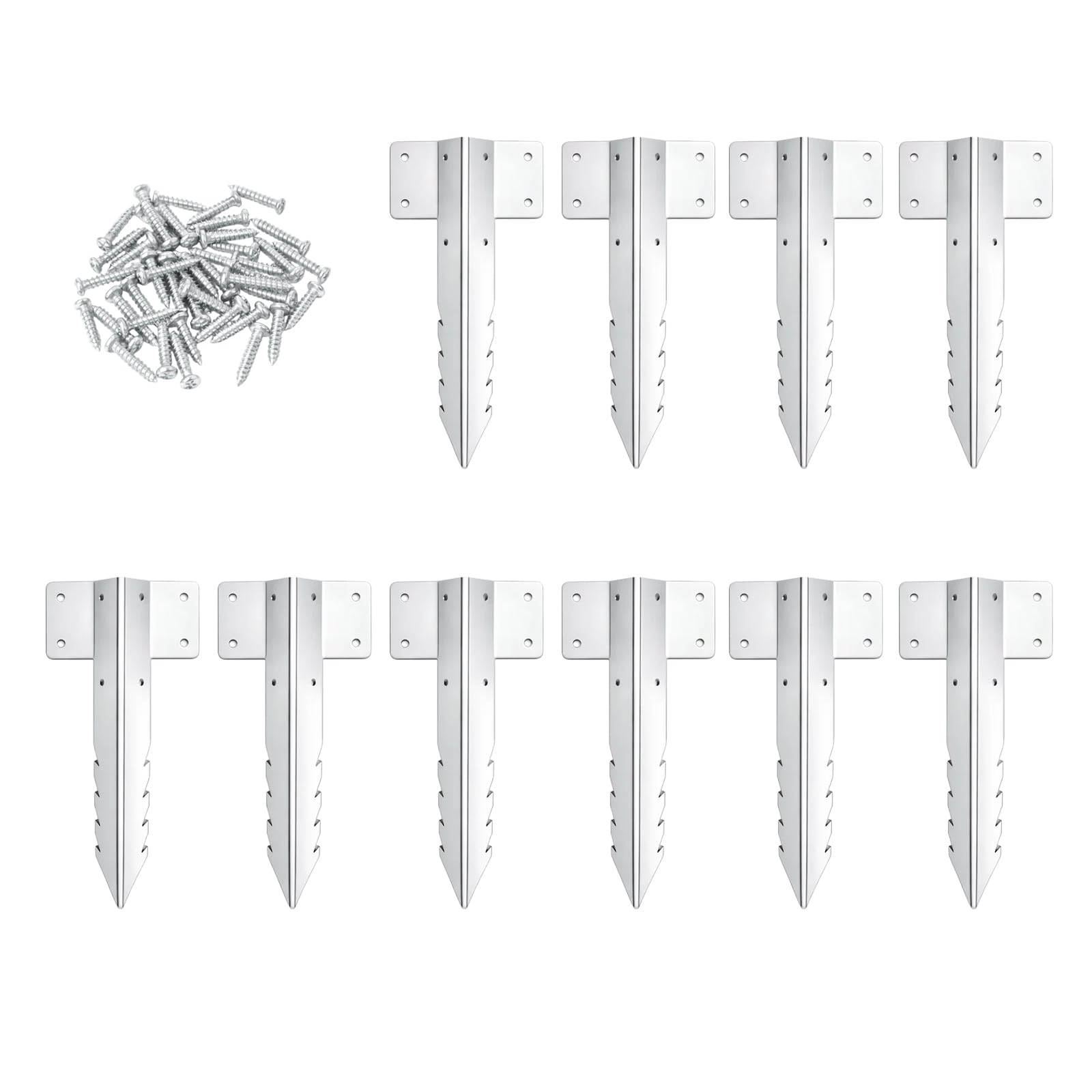 M.J COMFY-LIFE Heavy Duty Railway Sleeper Brackets – Galvanised Steel Timber Sleepers Stakes for Raised Garden Beds, Retaining Walls, Driveway Edging, Path Borders (10, Small)