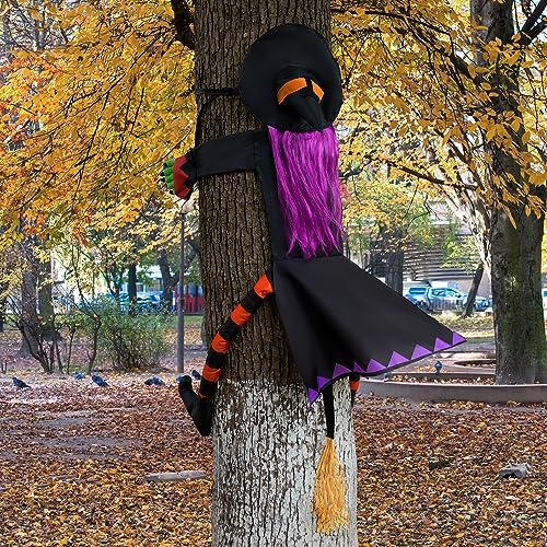 JOYIN Halloween Crashing Witch Decoration Outdoor with Purple Hair, Flying