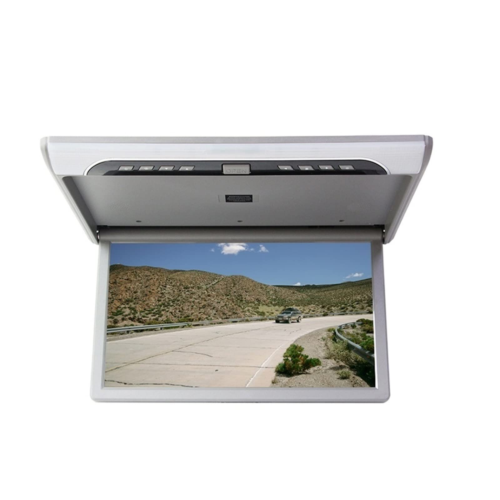19 Cal samochodowy odtwarzacz wideo HD ekran LCD 1080P Monitor samochodowy wyświetlacz do montażu na dachu MP5 Auto telewizor sufitowy USB FM głośnik Link(19 inch Grey)