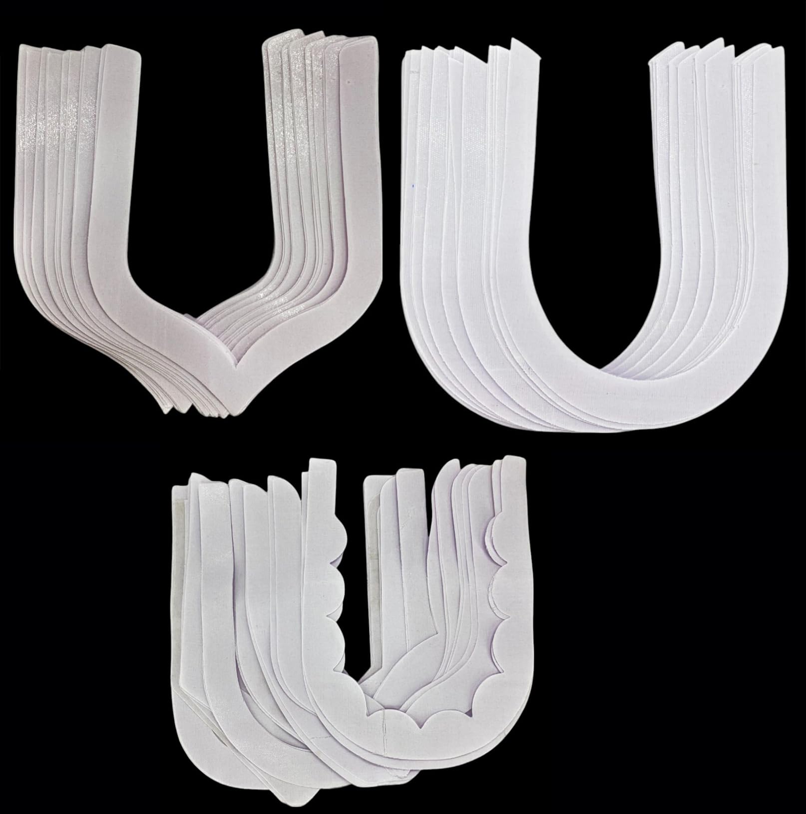 Sharum Crafts Buckram Neck Design Set – 108 Pcs (36+36+36) White Bukram Gala for Tailoring, Sewing, Neckline Pasting, Fusing & Fashion Designing-picture-29