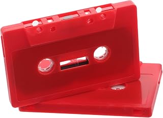 BESTonZON Red Blank Cassette Tape Decoration 2pcs Plastic Retro Party Decor | DIY Style, Fine Craftsmanship, Versatile Use, for Dance Parties and Electronic Device Decorating