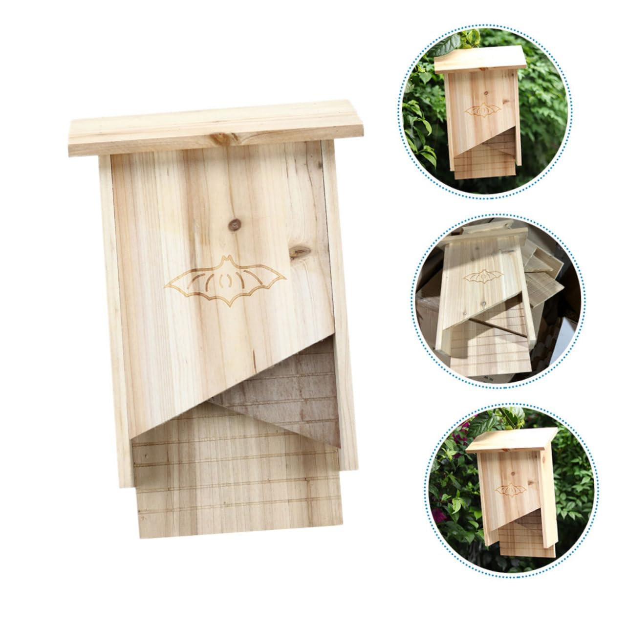 VANZACK Fledermauskasten Aus Holz Für Garten Fledermaushaus Handgefertigt Fledermausunterkunft Für Draußen Gartendekoration Einfach Zu Montieren