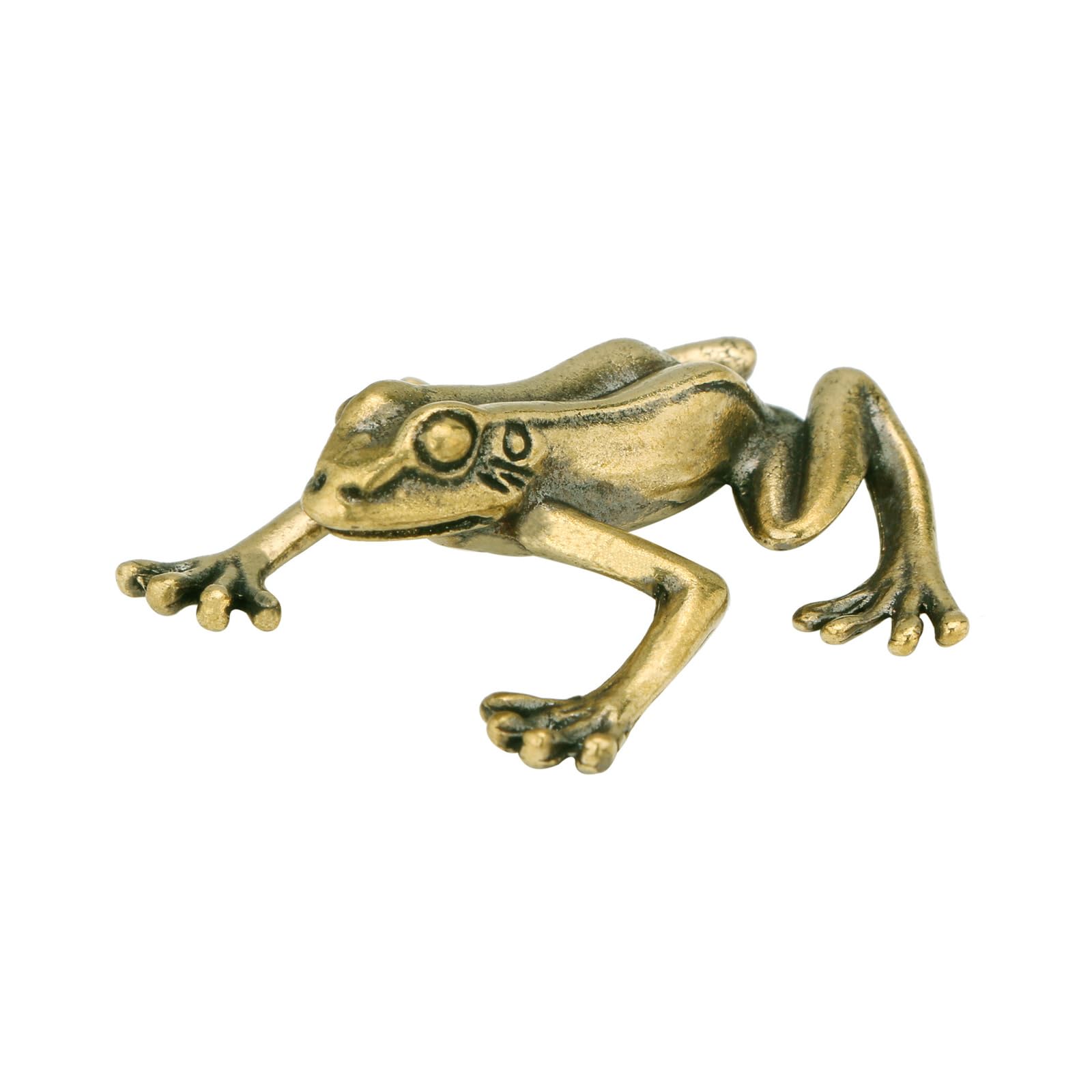 YANGPZFC Small Copper Frog Brass Statue For Desk Decor, Handcrafted Vintage Sculpture