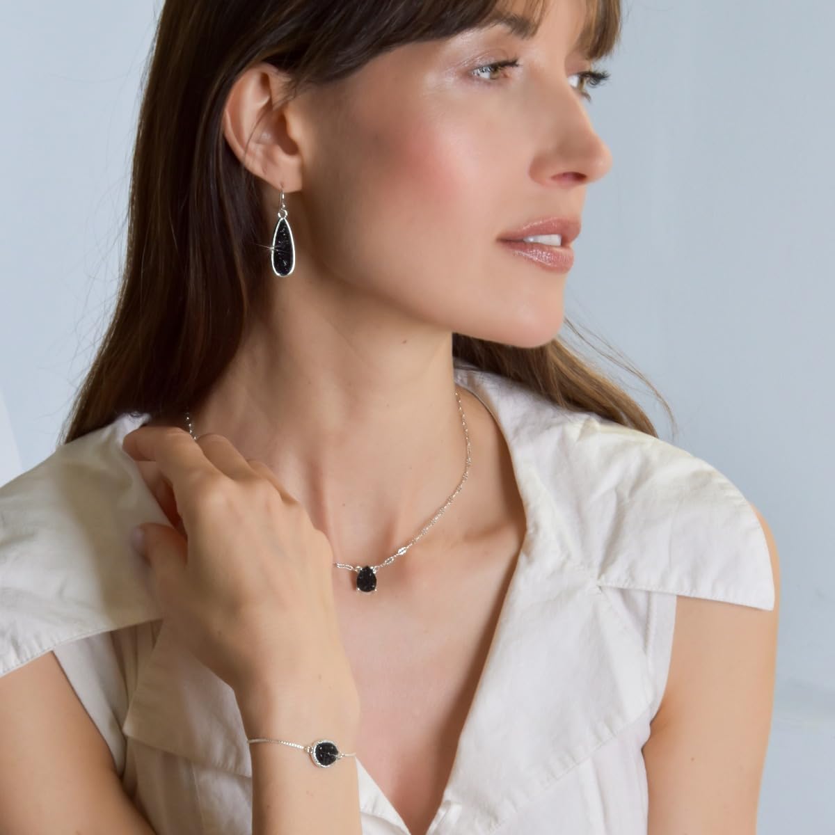 Teardrop Dangle Earrings for Women with Simulated Druzy Stones, in Gold, Rose Gold, or Silver Tone - Image 7