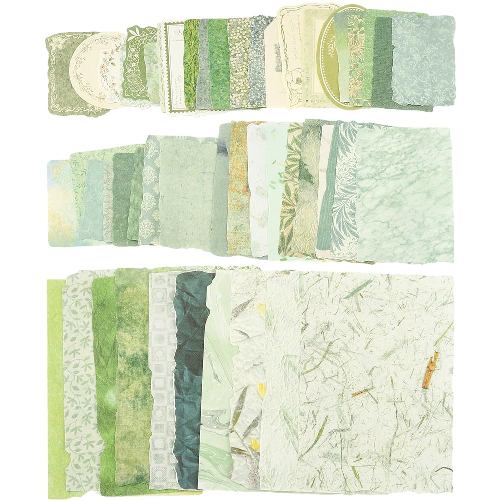 SOFPLATE 50 Styles 100 Sheets Journaling Collage Paper Aesthetic Scrapbook Paper Bulk Green Flowers Bamboo Leaf Collage Sheets for DIY Crafts Writing Drawing Diary Embellishment Supplies Photo Album