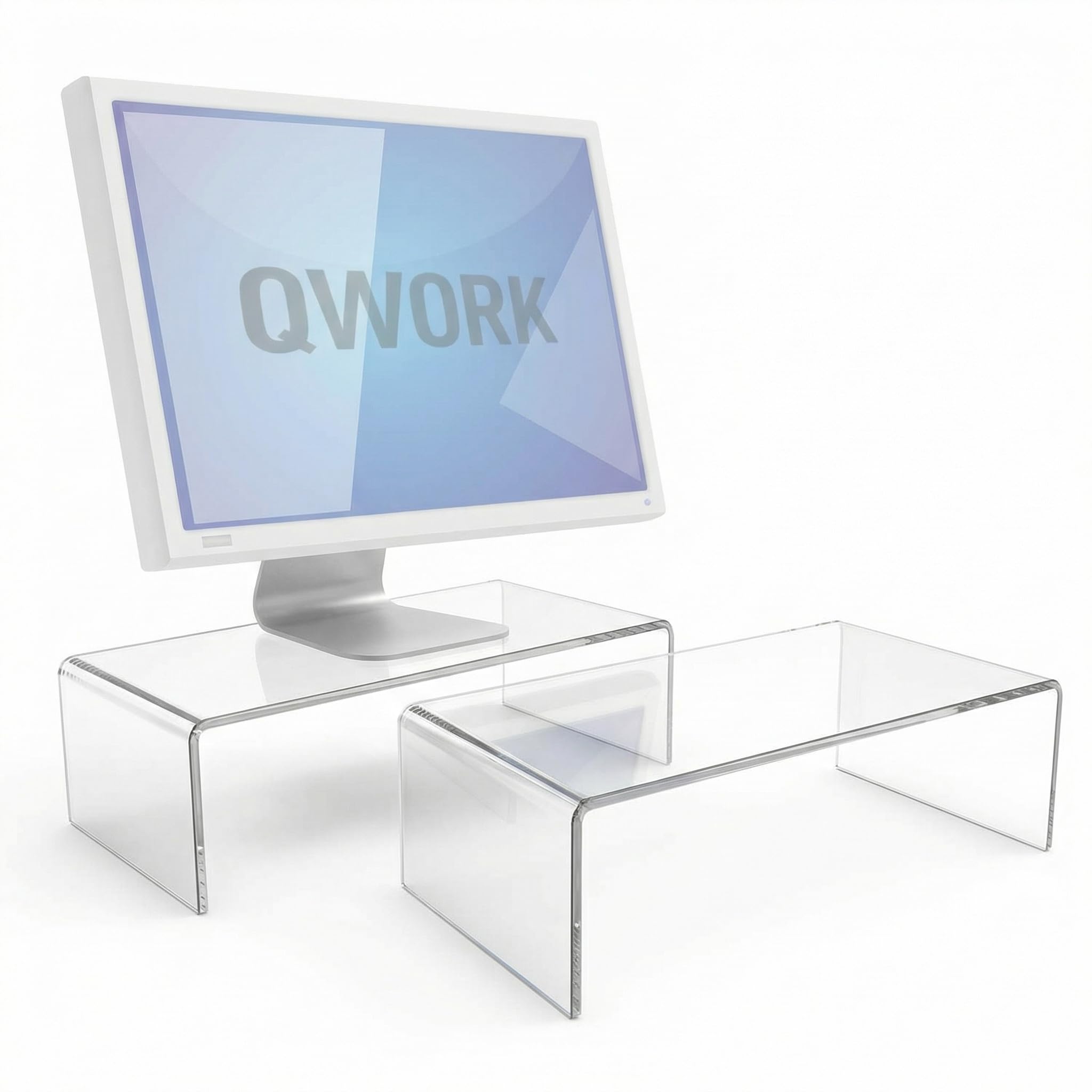 QWORK® 2 Pezzi Supporto per Monitor, Supporto per Laptop in Acrilico, Ripiani in Acrilico, 40 X 20 X 10 Cm, per Monitor per Computer, Laptop