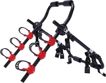 Bike Trunk Mount Rack, Deluxe 3 Bike Carrier Rack, Universal Bicycle Carrier, Foldable Car Bike Rack Trunk Bike Rack, 44.1lbs Load Capacity, for Cars Trucks SUV Minivans