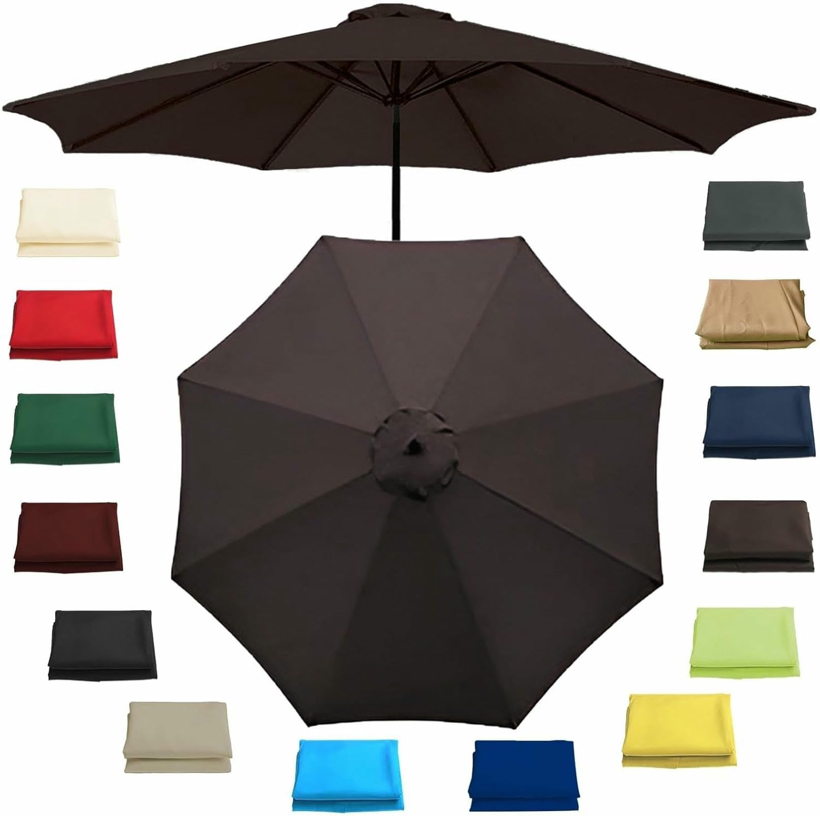 Toile de remplacement pour parasol 2m70 marron à 6 baleines pour terrasse
