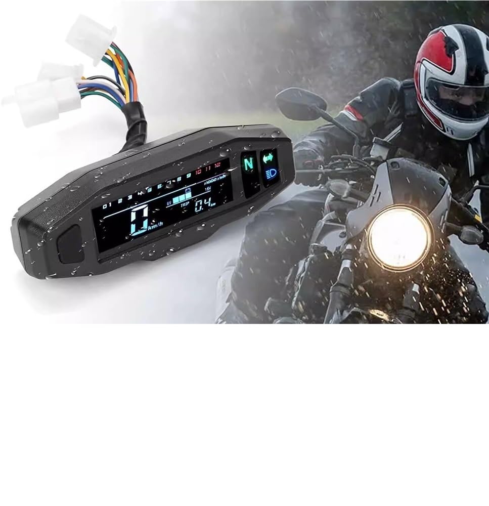 Compteur vitesse moto Jauge numérique universelle pour moto, tachymètre, écran d'affichage, indicateur de clignotant, jauge d'huile
