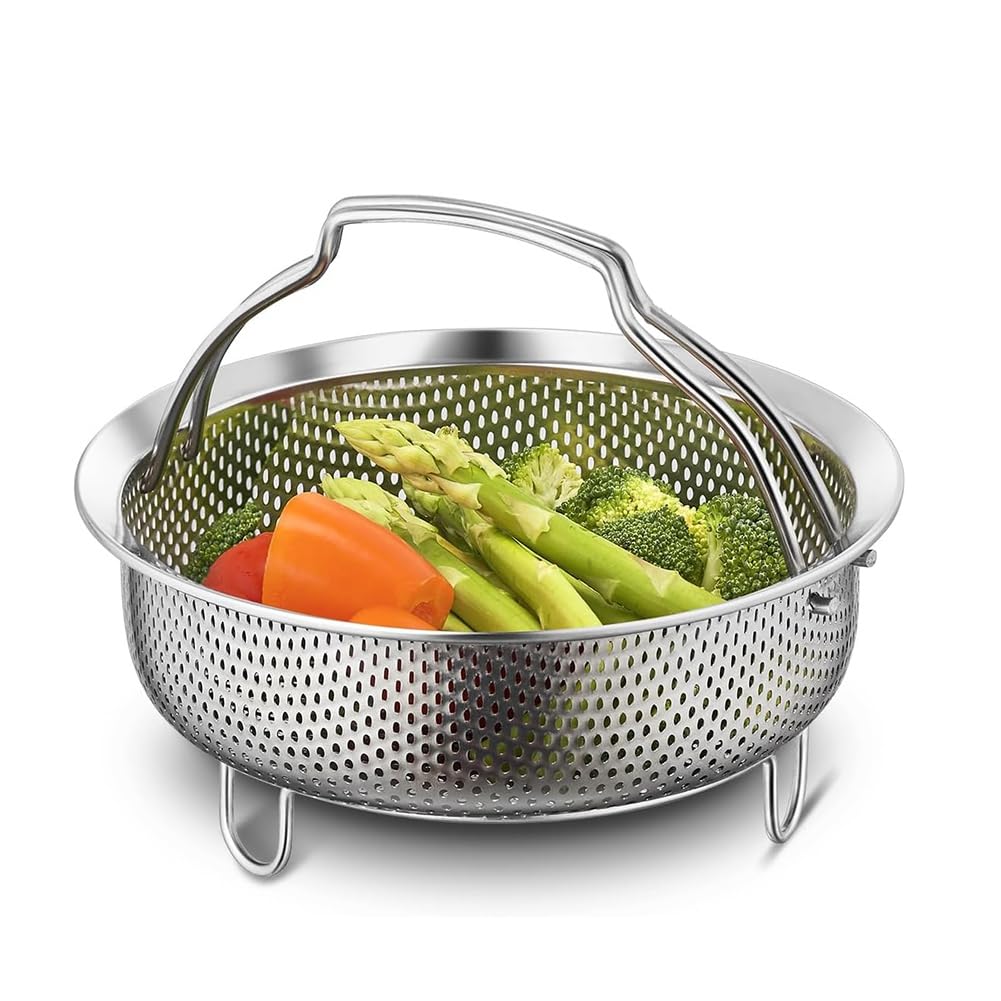 CTRLZS On-the-Go Instant Steamer Basket with Handles, Perforated Strainer Colander Drying Basket for Fruits & Vegetables 18cm