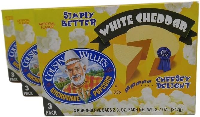 Cousin Willie's Simply Better White Cheddar Microwave Popcorn (3 Boxes)