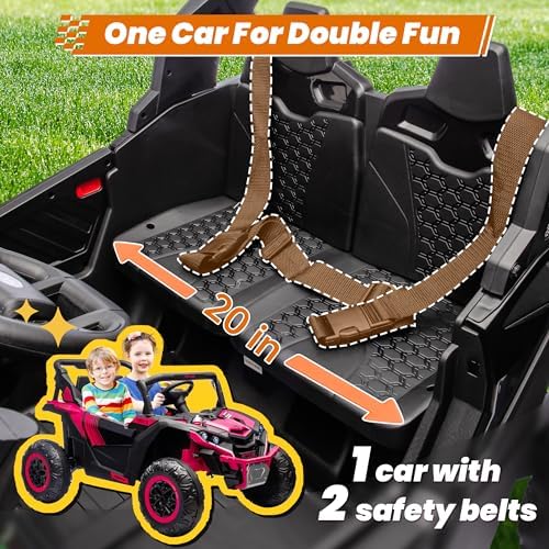 ANRLI 24V Ride on Car 2 Seater Ride on Toys for Big Kids 4WD 4X200W Off-Road Powerful UTV Ride on Truck Electric Vehicle Birthday Gift for Boys & Girls Ages 3-8, Red — view 2