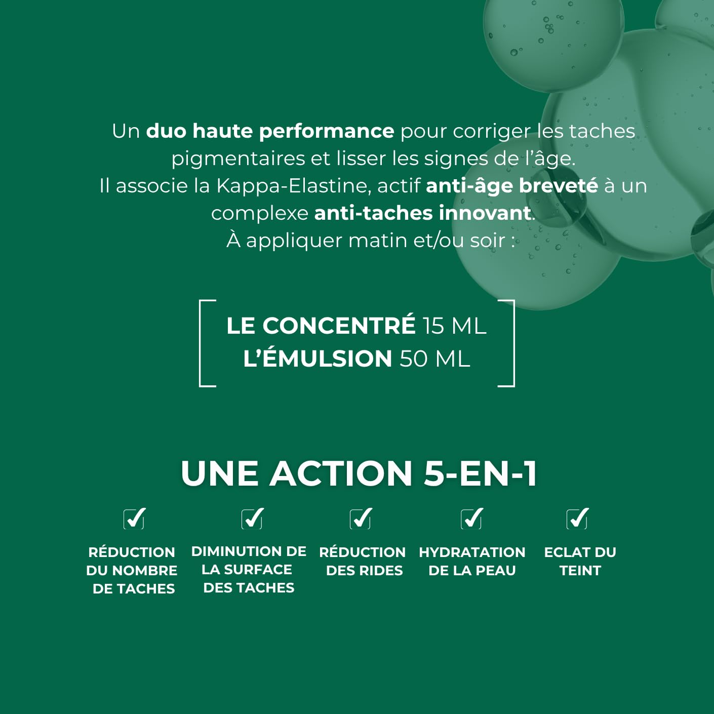 KDerm Pure – The Emulsion - crema anti-macchia e anti-invecchiamento alla Kappa-Elastine – Flacone pompa – Made in France – 50 ml