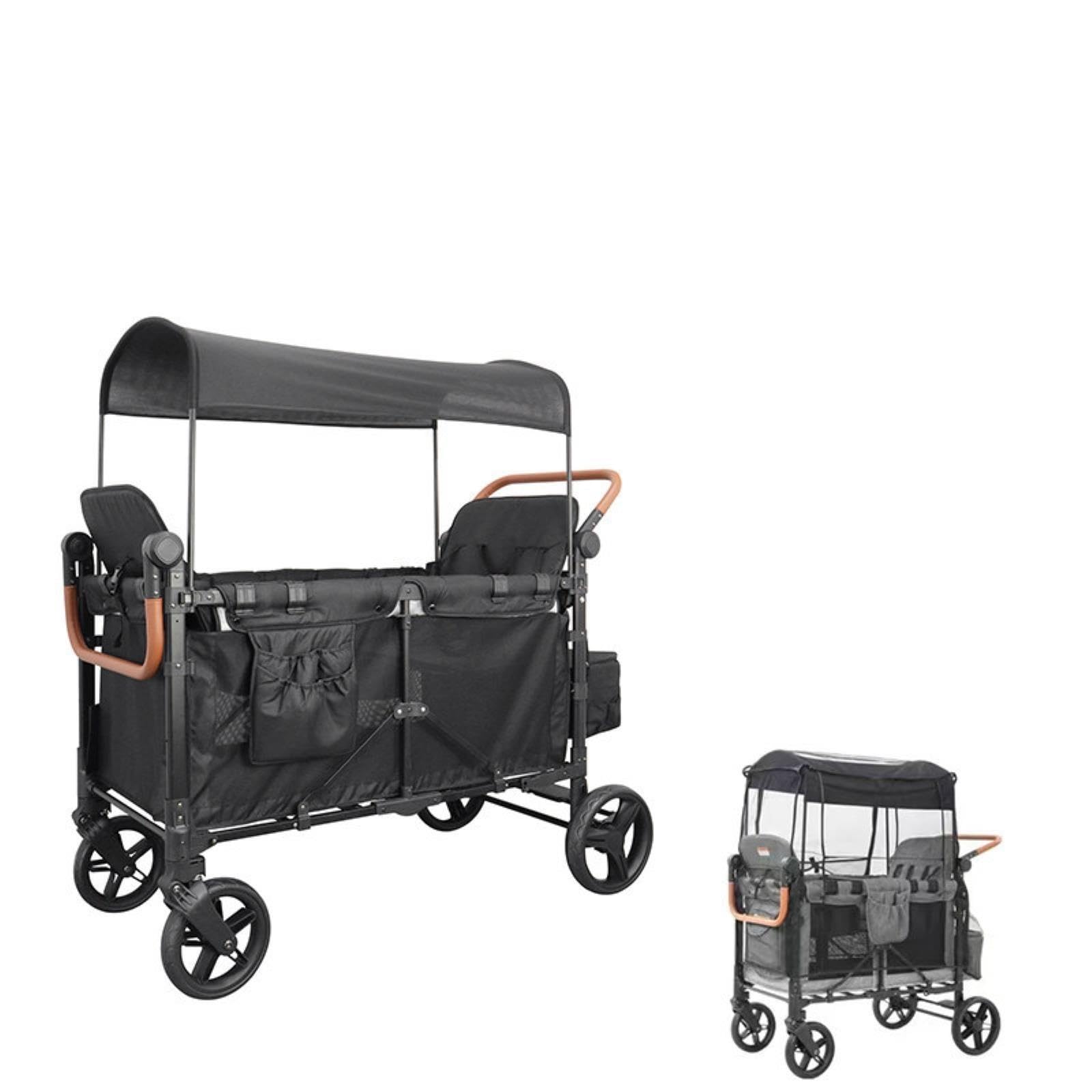 Carro de camping for niños negro de 4 plazas con mosquitera ligero