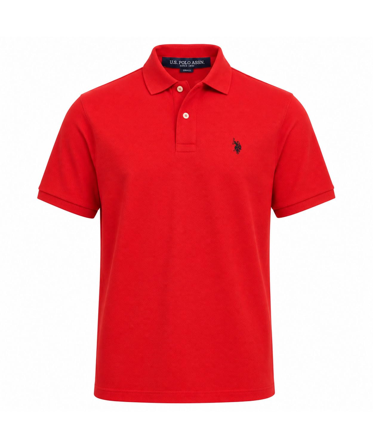 U.S. Polo Assn. Men's Classic Polo Shirt, Two-Button Closure Pique Polo Shirt, Summer Fashion Golf Shirt | Two-Button Closure Pique Polo Shirt, Summer Fashion Golf Shirt X-Large Engine Red/Black