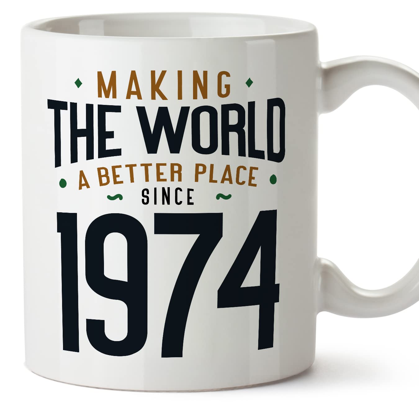 MUGFFINS 1974 Birthday Mug - in English - Making the World a Better Place - Funny Anniversary Present - 11 oz — image 1