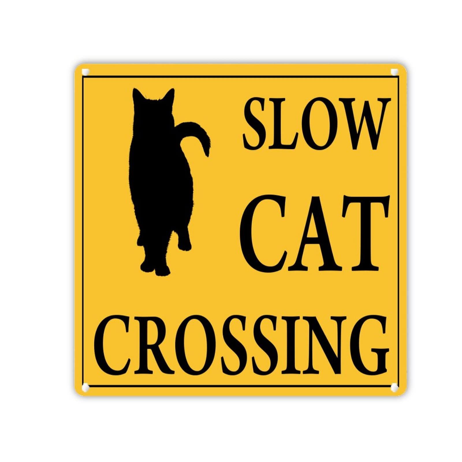 Plaque étain Slow Cat Crossing avec finition vintage personnalisée