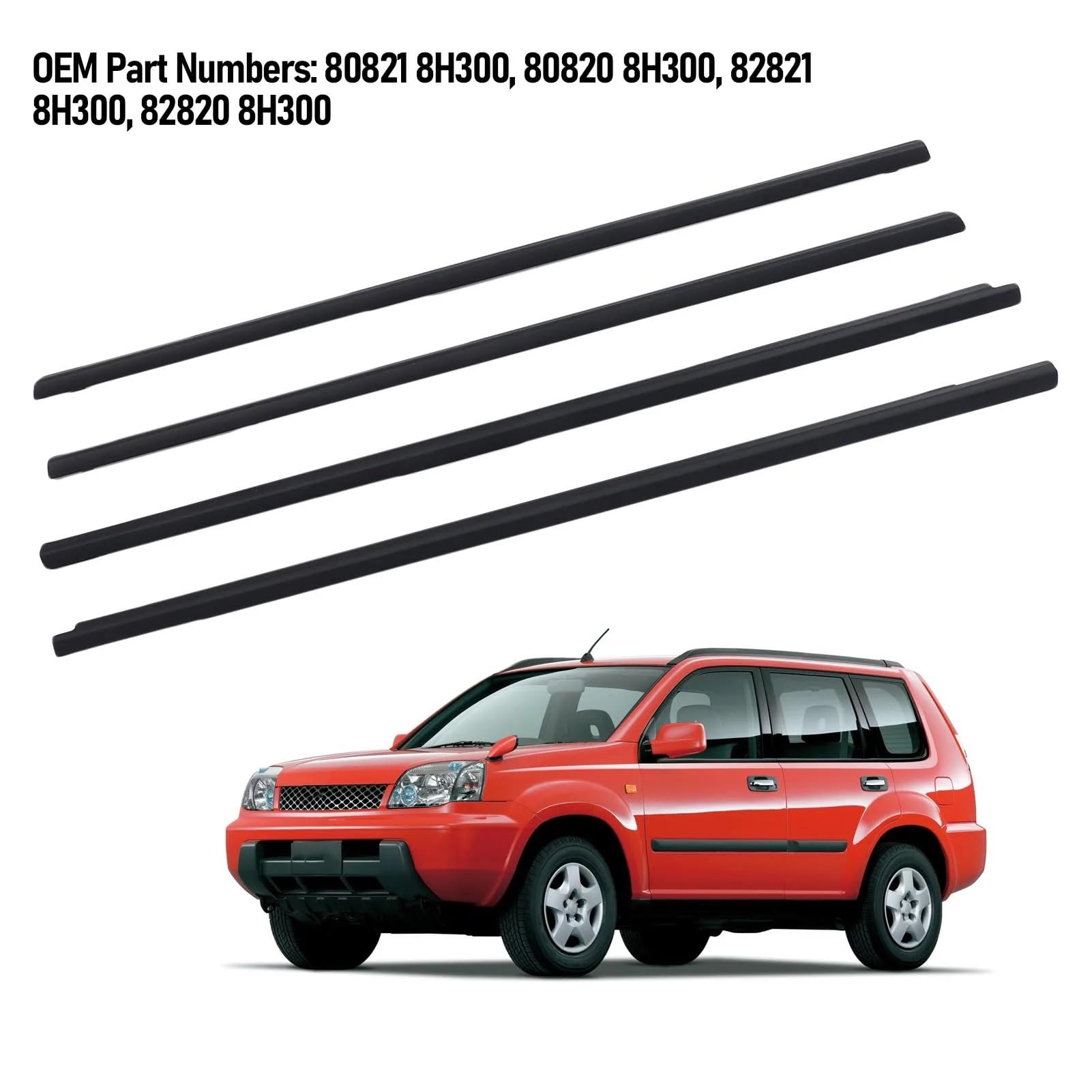 Taśma uszczelniająca do drzwi samochodu Pasuje do X-Trail T30 2001-2007 4 szt. Taśma pogodowa okna pasek uszczelniający 82821 8H300 uszczelka okienna pasek