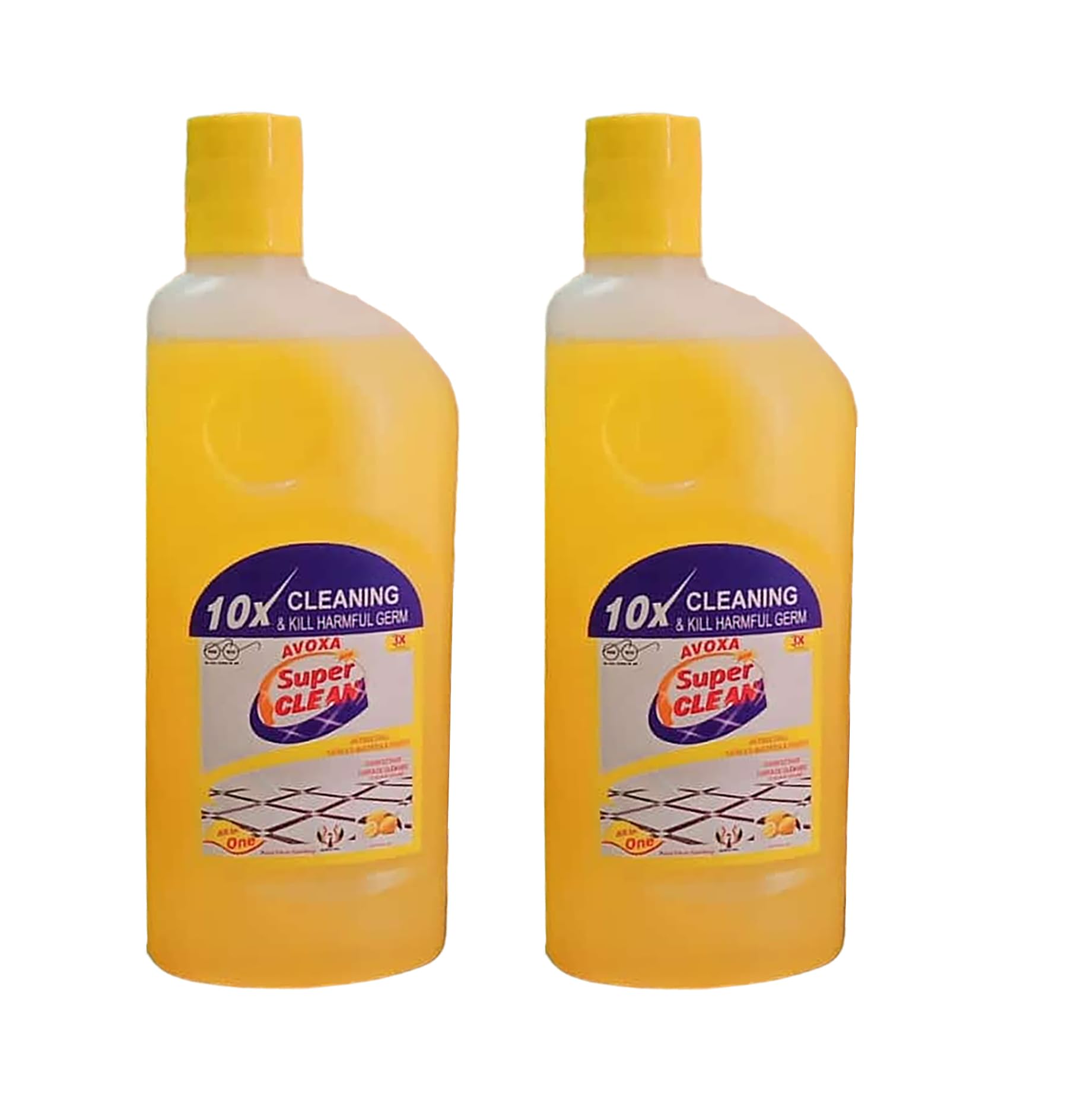 AVOXA Disinfectant Surface & Floor Cleaner Liquid - (2 * 500ml) | Suitable For All Floor Cleaner Mops | Kills 99.9% Germs | Lemon Fragrance - (Pack of 2)