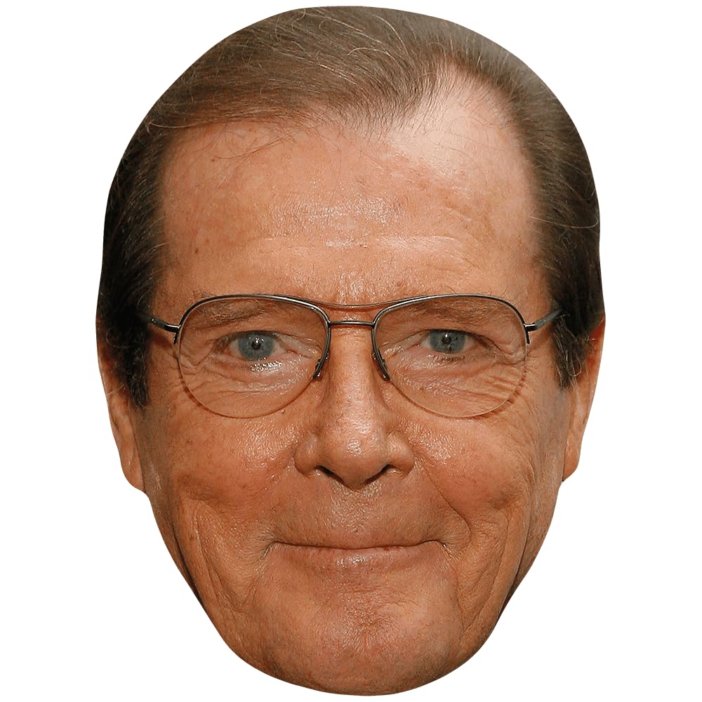 Celebrity Cutouts Lifelike Roger Moore (Smile) Celebrity Mask, Flat Card Face, Fancy Dress Mask