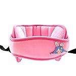 StoHua Child Car Seat Head Support Band - Baby Head Neck Relief Safety Headrest - Adjustable Toddler Carseat Head Holder Head Strap - Baby & Kids Travel Accessories with Cute Cartton Pattern, Pink